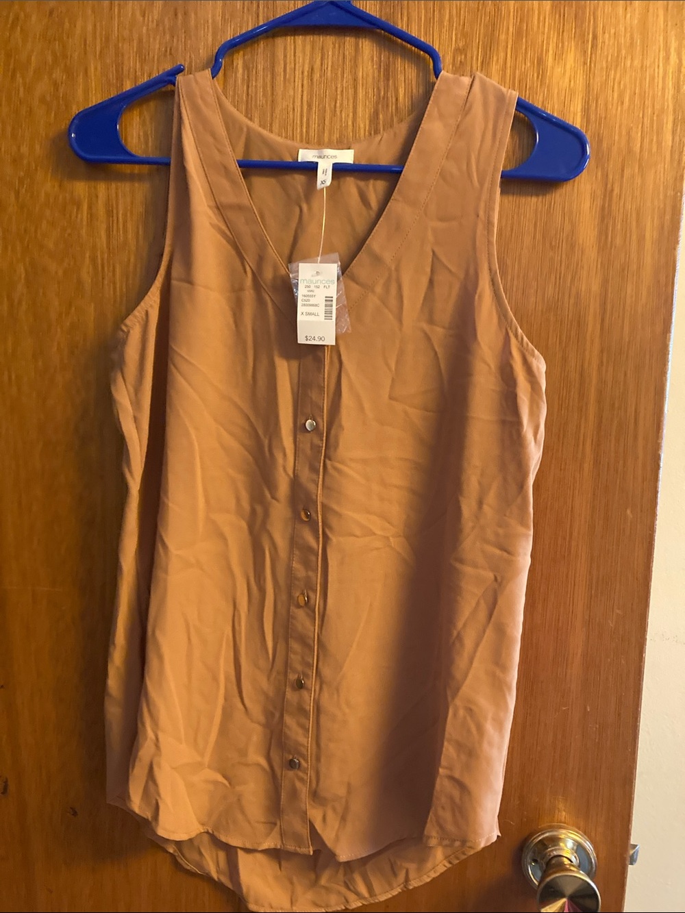 Maurices Tan Button-Front Sleeveless Tank Top